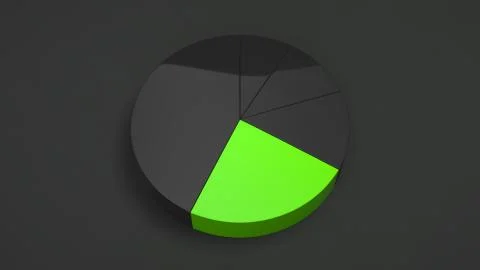 Black pie chart with one green sector Stock Illustration