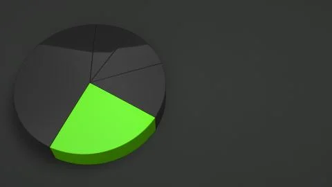 Black pie chart with one green sector Stock Illustration