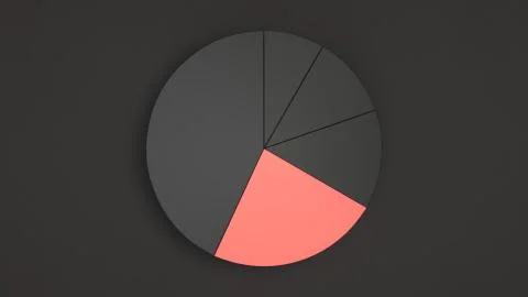 Black pie chart with one red sector Stock Illustration