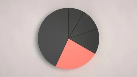 Black pie chart with one red sector Stock Illustration