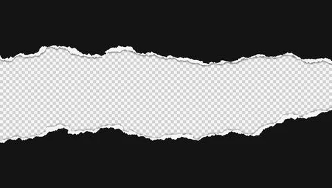 Black piece of paper with torn edges and soft shadow are on squared white Stock Illustration
