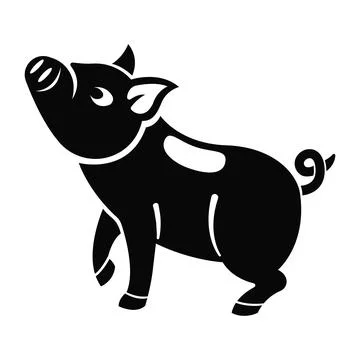 Black pig in proud pose. Vector Stock Illustration