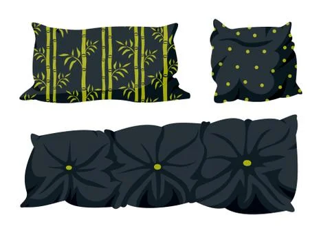 Black pillow set decorative pattern cartoon vector 스톡 일러스트