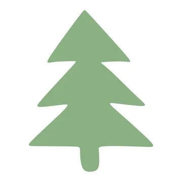 Black pine or fir tree silhouette single isolated object illustration in flat Stock Illustration