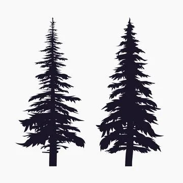 Black pine trees silhouettes isolated on white Stock Illustration