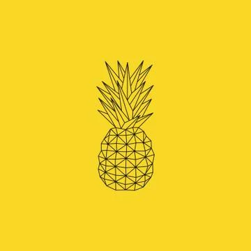 Black pineapple origami vector design with yellow background Иллюстрация