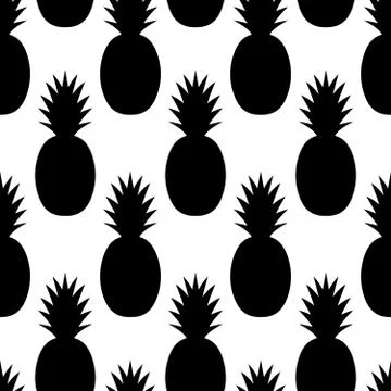 Black Pineapples Pattern Stock Illustration