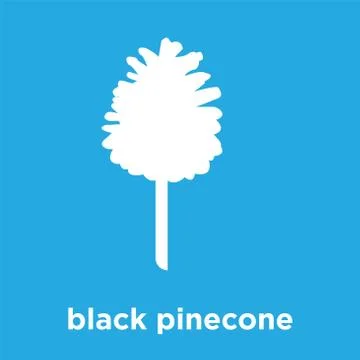 Black pinecone icon isolated on blue background Stock Illustration