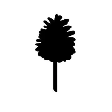 Black pinecone silhouette on white background Stock Illustration