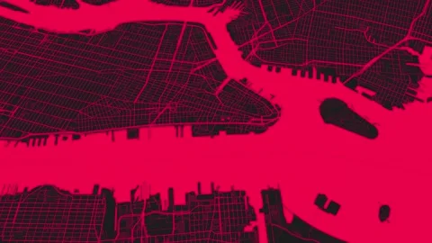 Black pink New York map background loop. Spinning around United States city.. Stock Footage 243367460