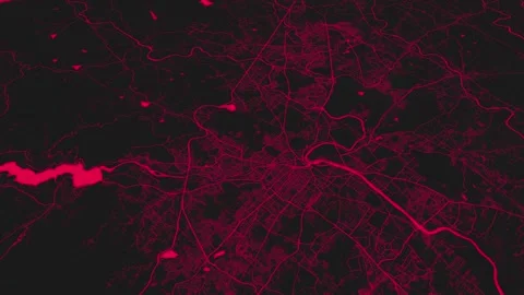 Black pink Pune map background loop. Spinning around India city air footage.. Stock Footage 260398622