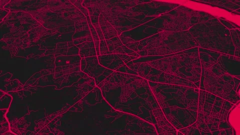 Black pink Seoul map background loop. Spinning around South Korea city air .. Video stock 260555836