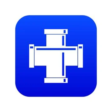 Black pipe fitting icon digital blue Stock Illustration