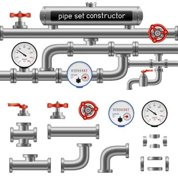 Black pipe set constructor Stock Illustration