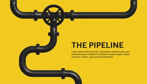 Black Pipeline 3d vector concept. Oil or gas flat design with black background. Stock Illustration
