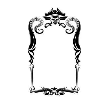 Black pirate decorative frame with skull Stock Illustration