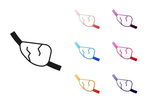 Black Pirate eye patch icon isolated on white background. Pirate accessory. Set Stock Illustration