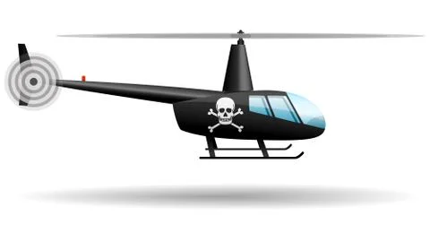 Black Pirate helicopter. Isolated object. Vector Stock Illustration