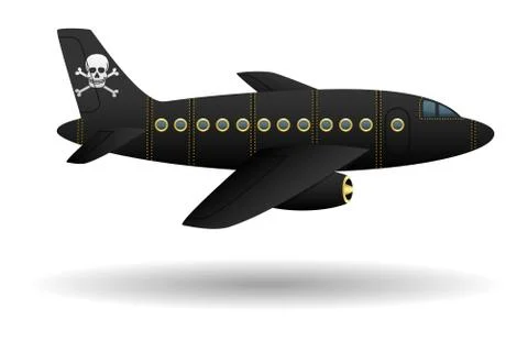 Black pirate plane. Isolated object. Vector . Stock Illustration