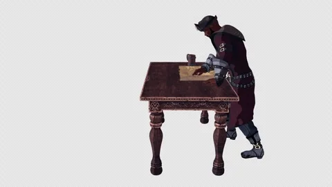 Black Pirate Studying A Map, Isometric View Animation Stock-Footage 345207560