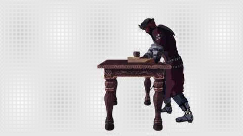 Black Pirate Studying A Map, Lateral View Animation Stock-Footage 345207982