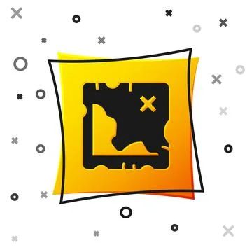 Black Pirate treasure map icon isolated on white background. Yellow square .. Stock Illustration