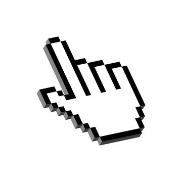 Black pixel 3d hand pointer Stock Illustration