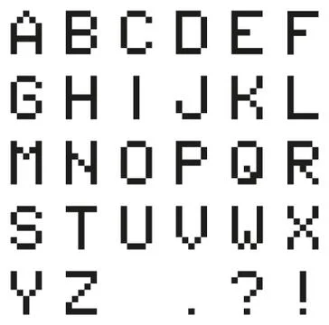 Black pixel alphabet with punctuation Stock Illustration