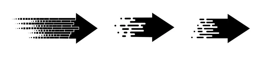 Black pixel arrow. Gradient logo design. Vector Stock Illustration
