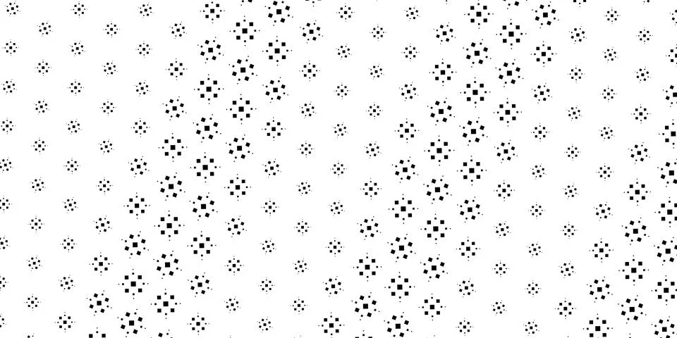 Black pixel clusters float across a bright white background with varied den.. 스톡 일러스트