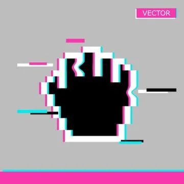 Black pixel drag mouse hand glitch cursor icon sign Illustrazione stock
