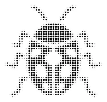 Black Pixel Ladybird Bug Icon Stock Illustration