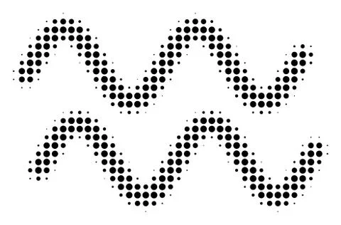 Black Pixel Sinusoid Waves Icon Stock Illustration