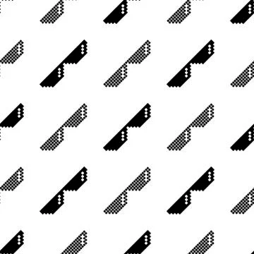 Black Pixel Sunglasses Seamless Pattern Illustrazione stock