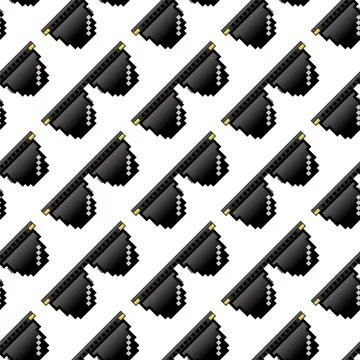 Black Pixel Sunglasses Seamless Pattern Isolated on White Background 스톡 일러스트
