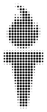 Black Pixel Torch Fire Icon 스톡 일러스트