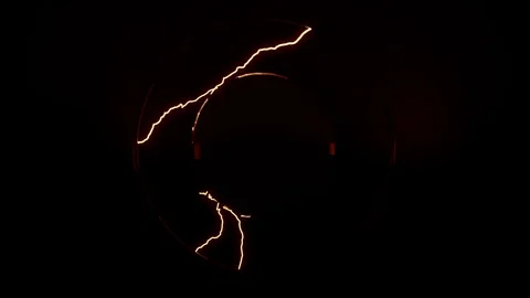 Black placeholder for a circular logo that's emanating electricity. Stock-Footage 83899152