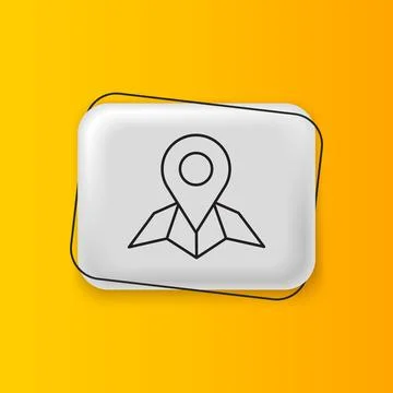 Black Placeholder on map paper in perspective icon isolated on yellow backg.. 스톡 일러스트
