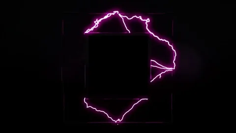 Black placeholder for a square logo that's emanating electricity. Stock-Footage 83899246
