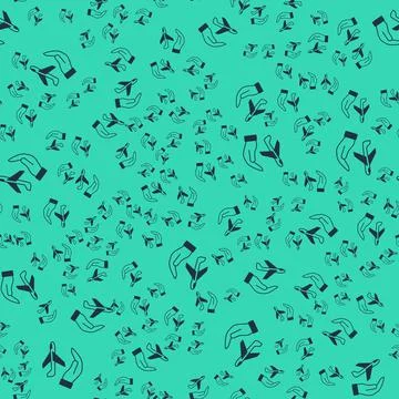 Black Plane in hand icon isolated seamless pattern on green background. Flying Stock Illustration