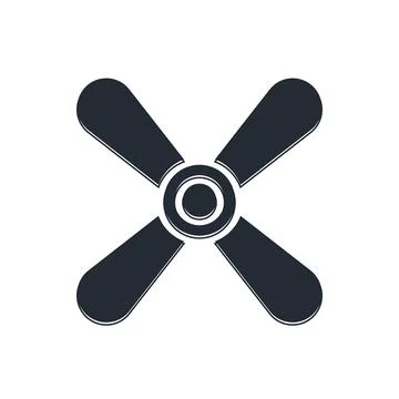 Black Plane propeller icon isolated on white background. Vintage aircraft p.. Stock Illustration