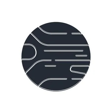 Black Planet icon isolated on white background.  Vector Stock Illustration