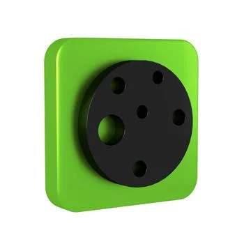 Black Planet Mars icon isolated on transparent background. Green square butto Stock Illustration