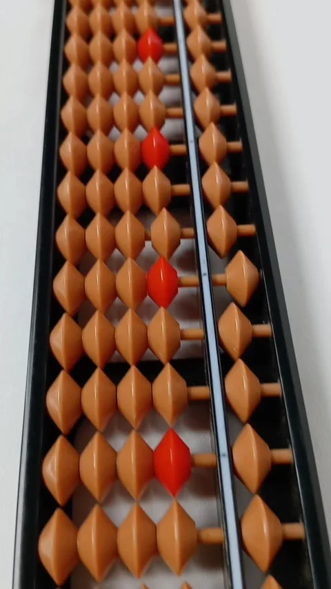 Black plastic abacus with brown and red rows of beads Stock Footage 316110356