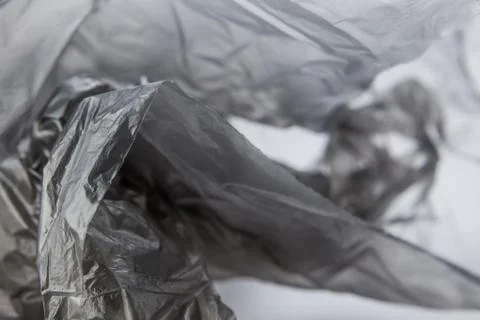 Black Plastic bag close-up. Background texture Stock Photos