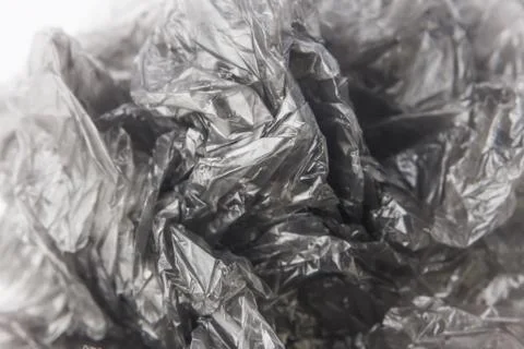 Black Plastic bag close-up. Background texture Stock Photos