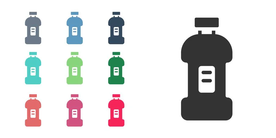 Black Plastic bottle for laundry detergent, bleach, dishwashing liquid or Stock Illustration