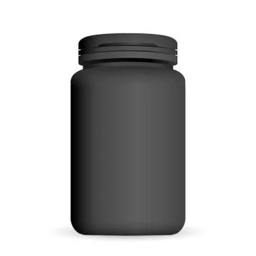Black plastic bottle with snap hinge push on cap Illustrazione stock