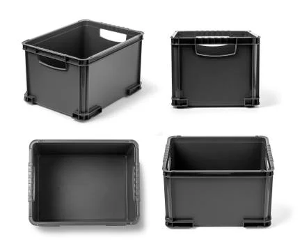 Black plastic box isolated Stock Photos