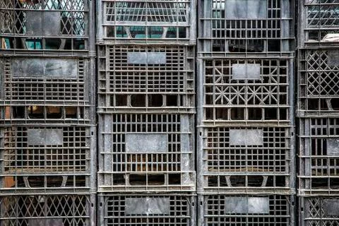 Black plastic boxes Stock Photos